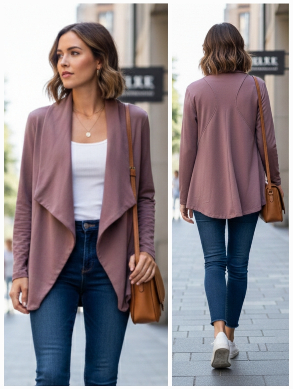 Necessary Clothing Soft Knit Full Zip Waterfall Cardigan Size L Contemporary